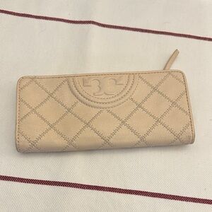 Tory Burch Beige Quilted Wallet